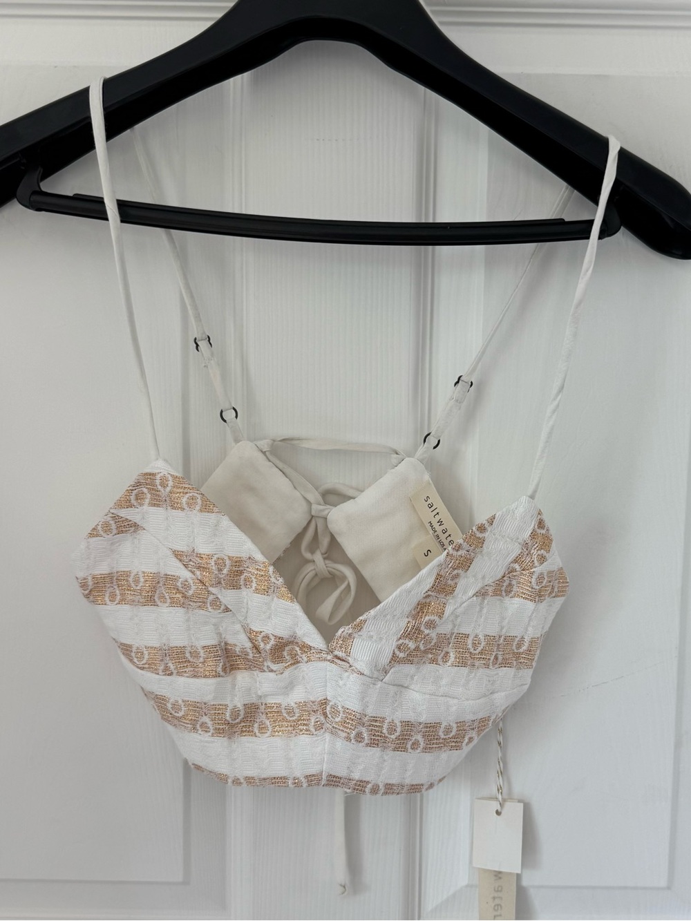 Saltwater Luxe NWT Crop Top White Gold Striped